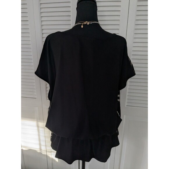 Beverly Drive Peplum Top Womens 3X Gold Sequined Tiger Pattern Black Blouse Glam - Picture 9 of 13